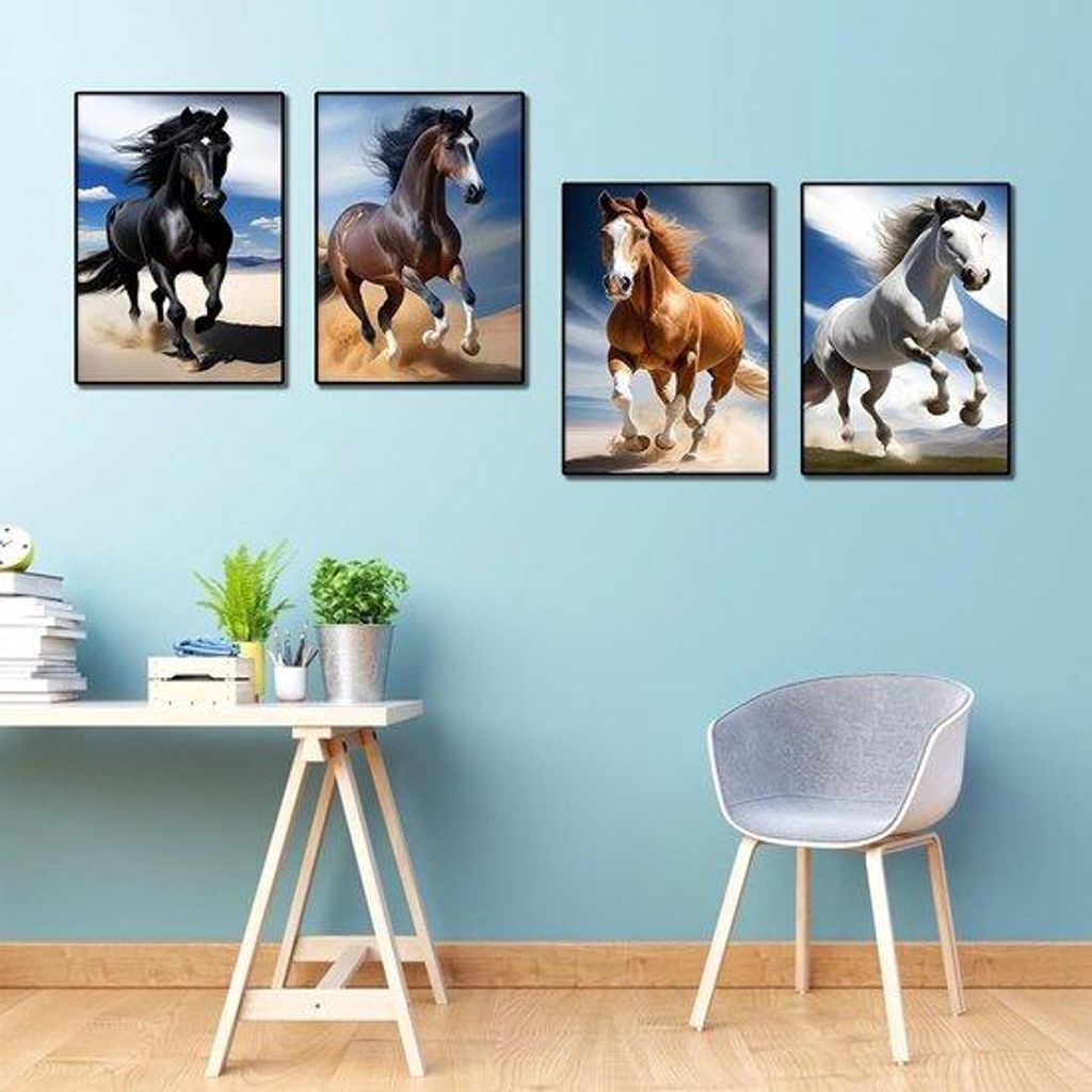 Diamondmalerei Pferd / Pferd Diamondmalerei Set für Erwachsene und Kinder, 4 Stücke, 30 x 40 cm