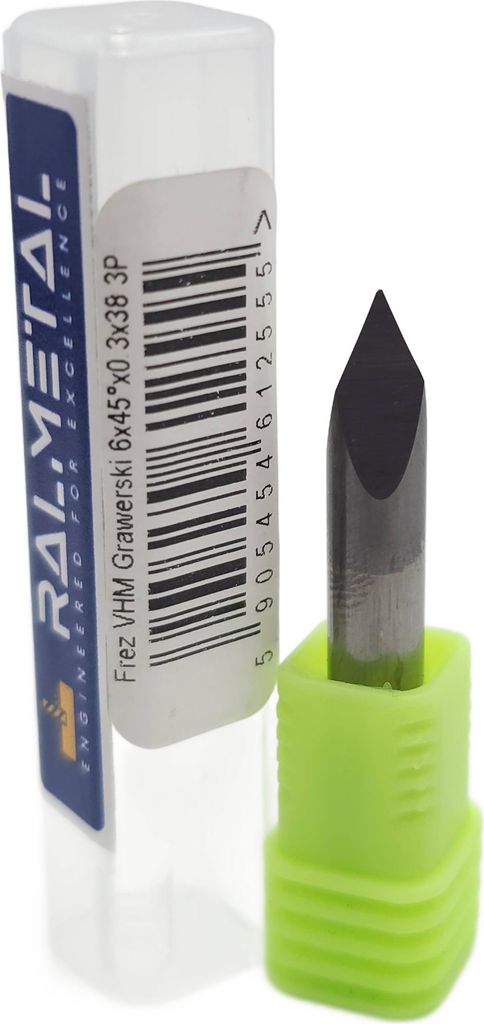 V-förmiger Vollhartmetall-Gravierfräser 6 x 45° x 40 x 0,3 mm 3P