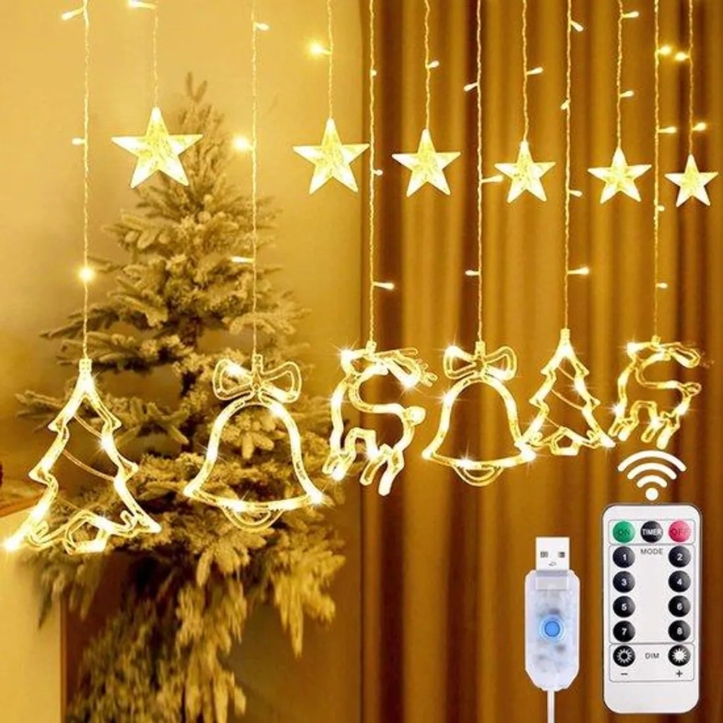 Guirlande de Noël LED étanche à 8 modes avec télécommande sans fil