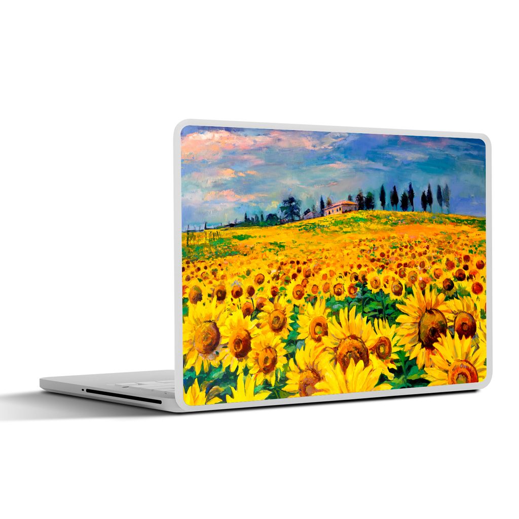 MuchoWow Laptop Aufkleber Sticker Cover Gemälde - Sonnenblume - Ölfarbe - Blumen 30x22 cm - Laptop-Sticker