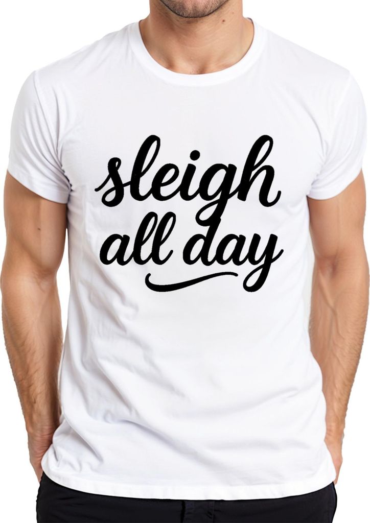 sleigh all day Weihnachten Weihnachtsmann Rentier Advent Christki Herren T-Shirt, Weiß, L