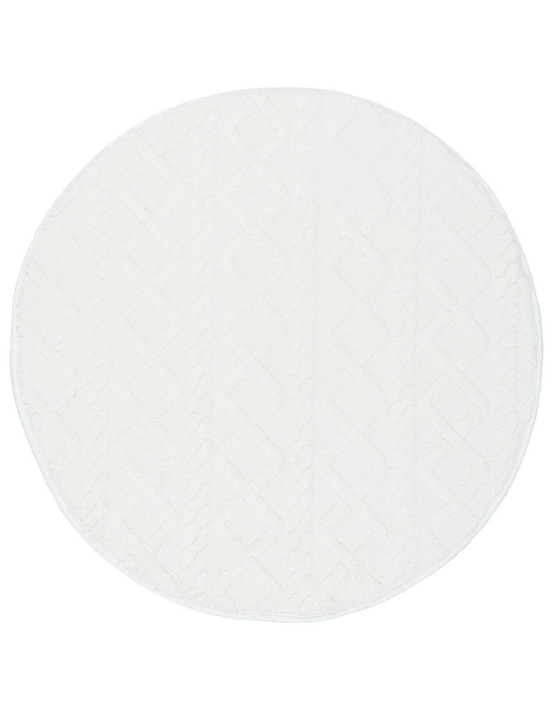 Weicher Badezimmer Teppich Style mit Pullover Muster - rund - 67cm Cremefarben