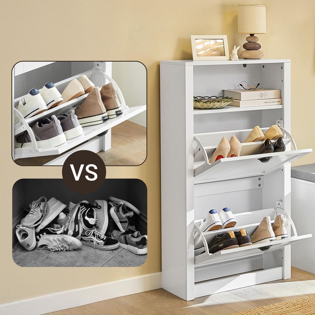 SoBuy Schuhschrank schmal mit 2 Klappen, Schuhkipper für