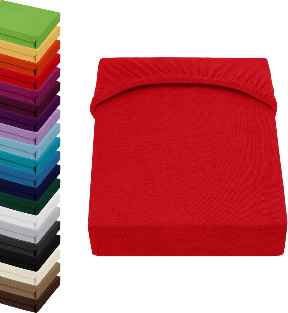 Jersey TOPPER Spannbettlaken 90x200-100x200cm Spannbetttuch für Boxspringbett-Topper Matratzen 100% Baumwolle, Farbe: Rot