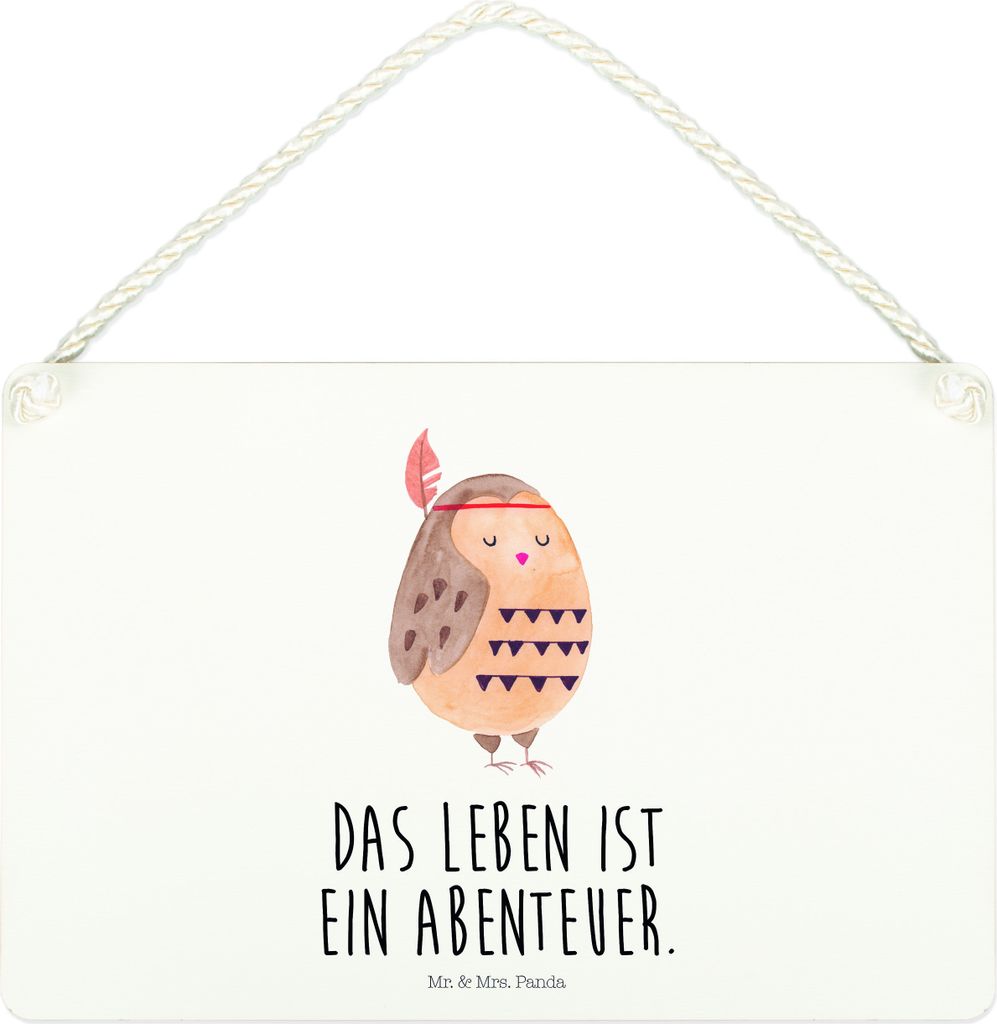 Mr. & Mrs. Panda Schild Eule Federschmuck DIN A4 - Weiß - Geschenk, Owl, kleine aufmerksamkeit, wandtafel, Türschild, Wandbild Holz, Dekoration, ...