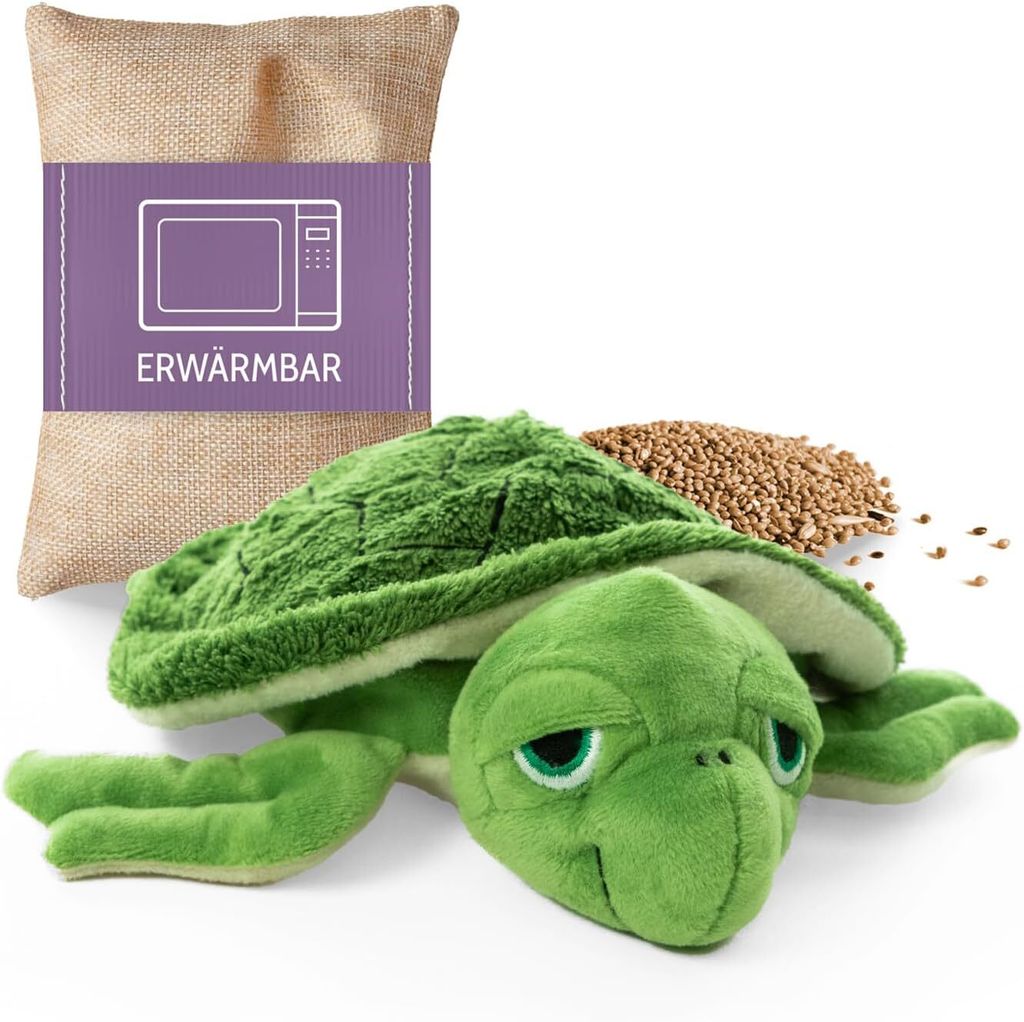 Habibi Cuscino termico premium in peluche verde tartaruga Immagine del prodotto 