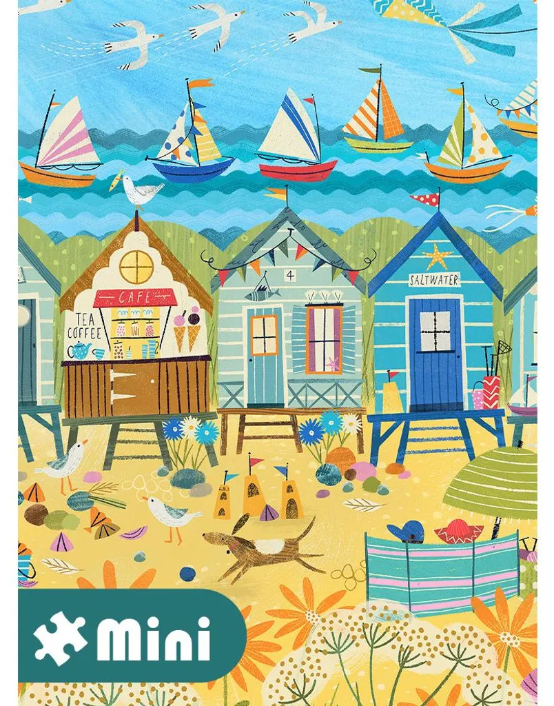 Puzzle 96 pièces Motif de Plage - Mini Beach Huts au Design Coloré