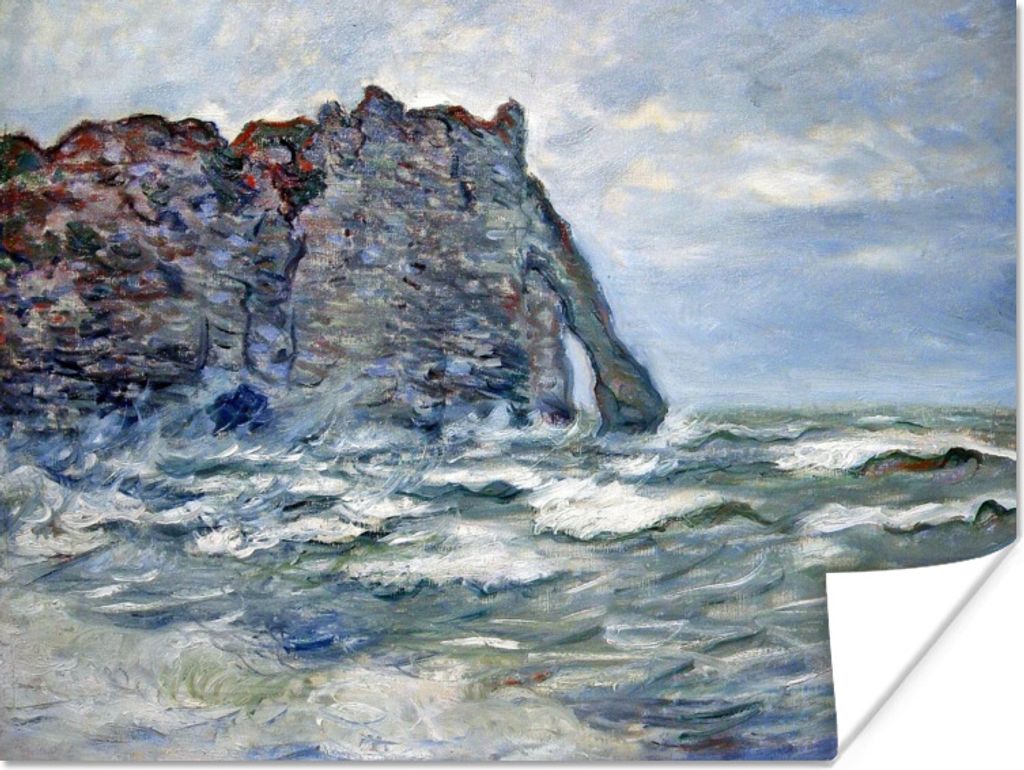 MuchoWow Poster Port d'Aval, Raues Meer - Gemälde von Claude Monet 40x30 cm - Plakate für die Wände - Poster Wohnzimmer