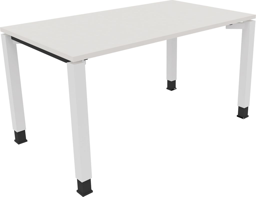 Schreibtisch Vierfuß Quadratrohr B1400xT800xH680-820 ws/Weiß