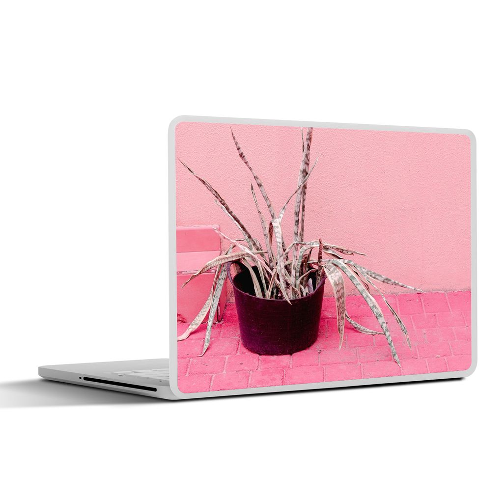MuchoWow Laptop Aufkleber Sticker Cover Sommer - Rosa - Pflanzen 31x22.5 cm - Laptop-Deko