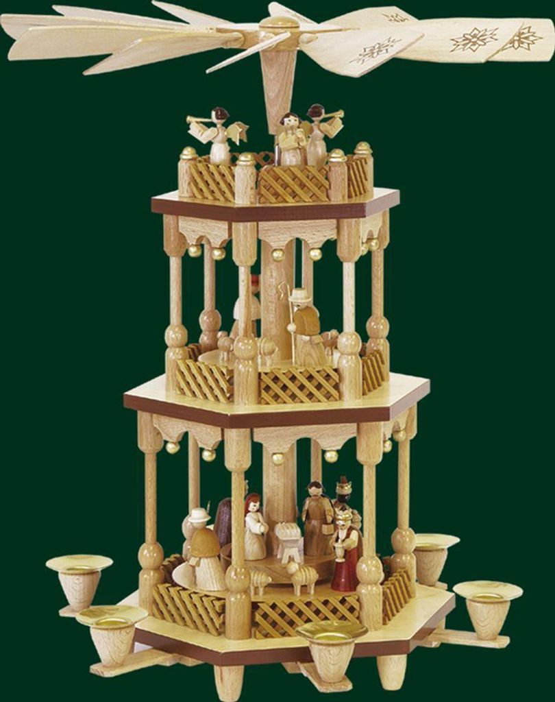 3-stöckige Pyramide Christi Geburt - natur (38cm) von Richard Glässer