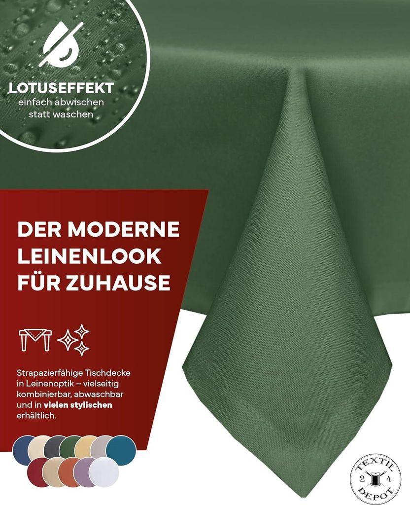 Leinen Tischdecke 160x400 cm eckig petrol Tischdecken