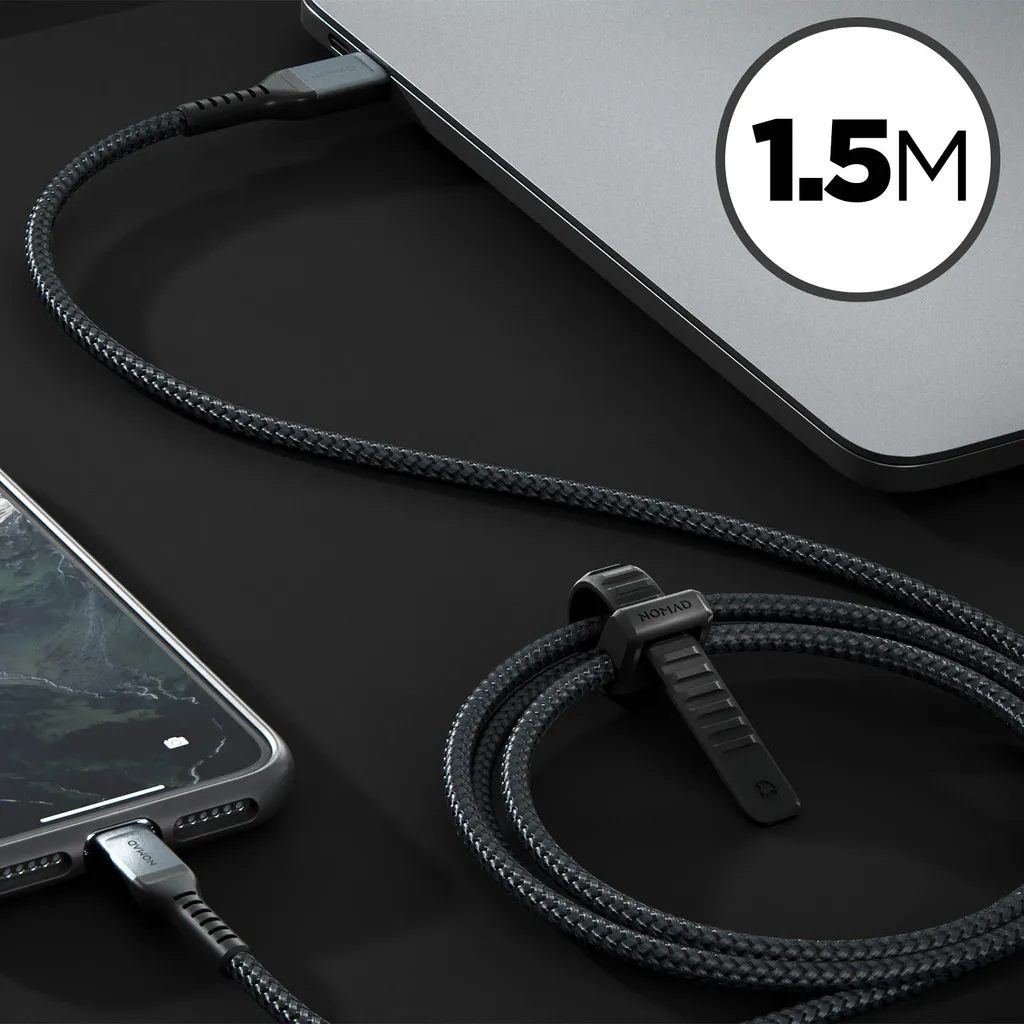 Câble USB-C Lightning 1.5m Nomad en Polyamide pour charge iPhone de bureau - 5