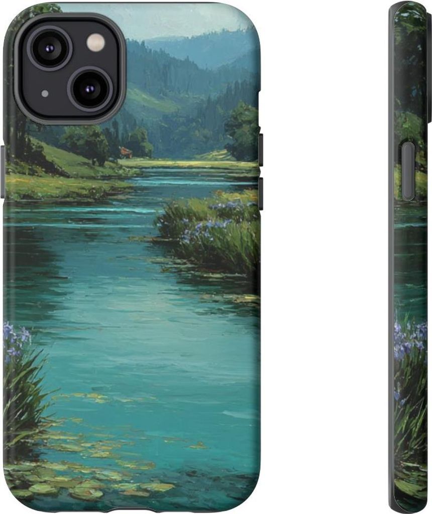 Blauer Iris-Fluss im Tal – Hülle Kompatibel mit iPhone 14 Plus