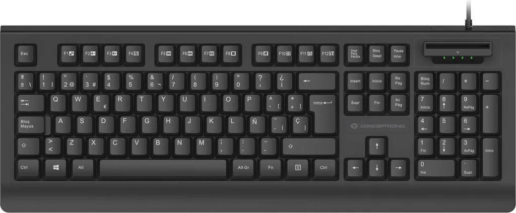 Clavier USB intelligent avec lecteur de carte d'identité italien noir