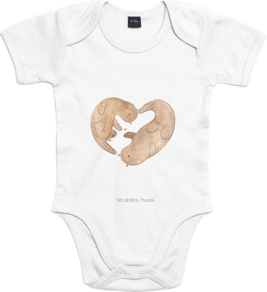 Mr. & Mrs. Panda overall baby Otter Herz 1. - 3. Monat - Heather Grey - Geschenk, Strampler, Bessere Hälfte, Babybody, Einteiler, Liebe, babykleid...