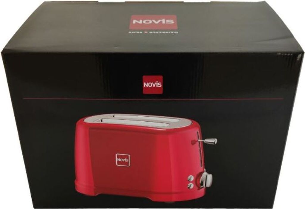 Novis Iconic Line Toaster T2 rot SET mit Brötchenwärmer