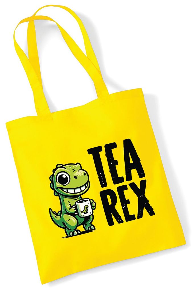 Huuraa Jutebeutel Tea Rex Dinosaurier 10 Liter Yellow Baumwolle Tasche Geschenkidee