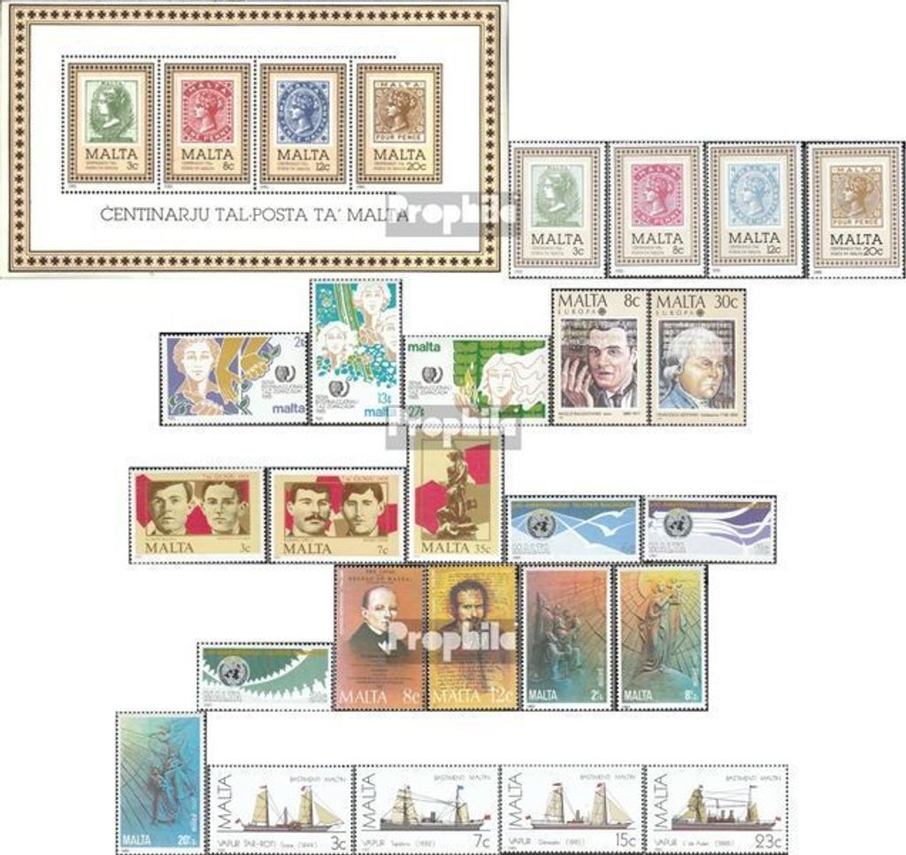 Briefmarken Malta 1985 Mi 719-742 (kompl.Ausg.) Jahrgang 1985 komplett postfrisch Post