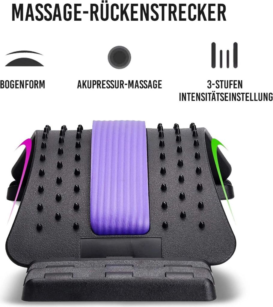 Massage-Rückenstrecker, 3-stufige Intensitätseinstellung, Akupressur-Massage, mit Schaumstoffpolsterung