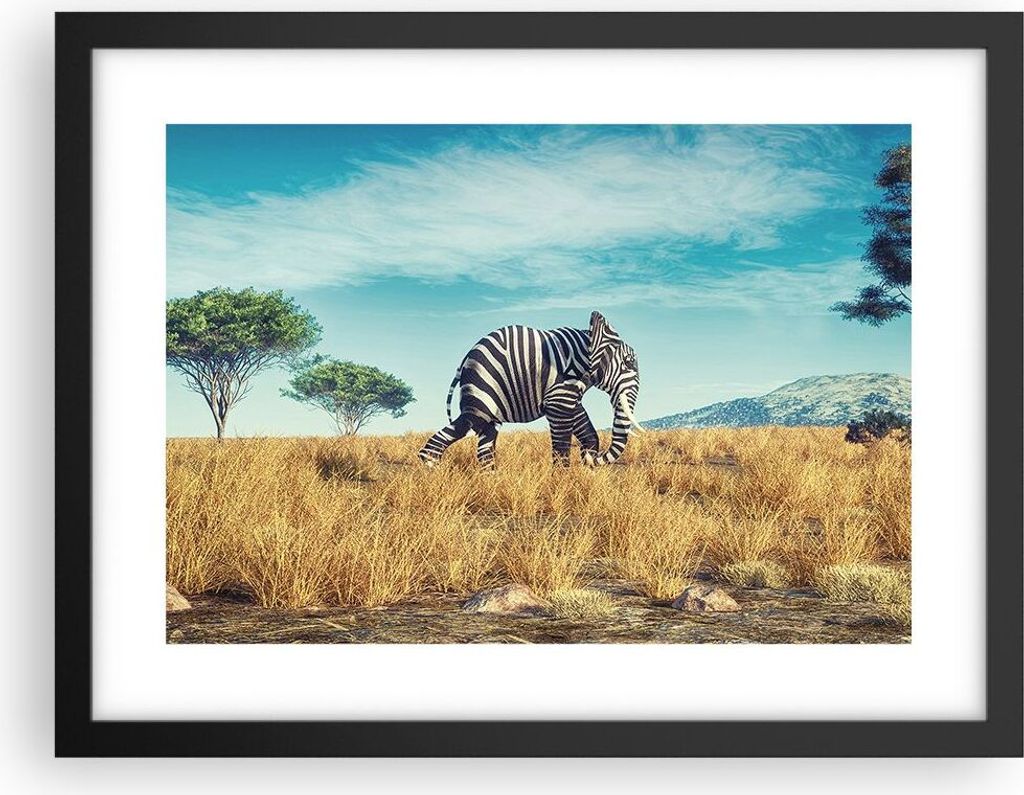 Gerahmtes Poster - Schwarzer Rahmen - Surreal Elefant Produktbild 