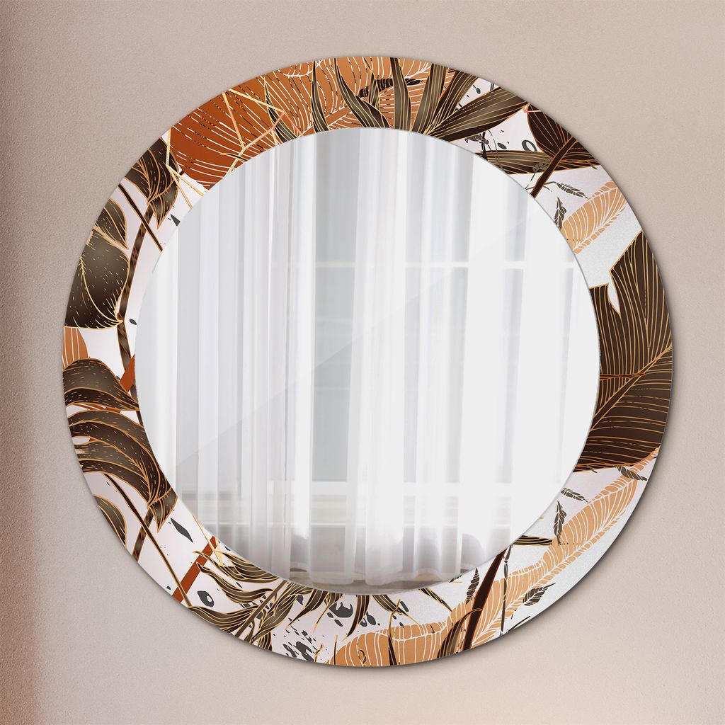 Ø60cm Spiegel - Glasrahmen mit Aufdruck - Wandspiegel Schlafzimmer - Grün Gras
