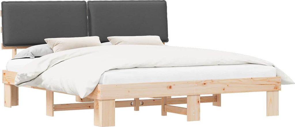 Bettgestell mit gepolstertem Kopfteil Dunkelgrau 180 x 200 cm