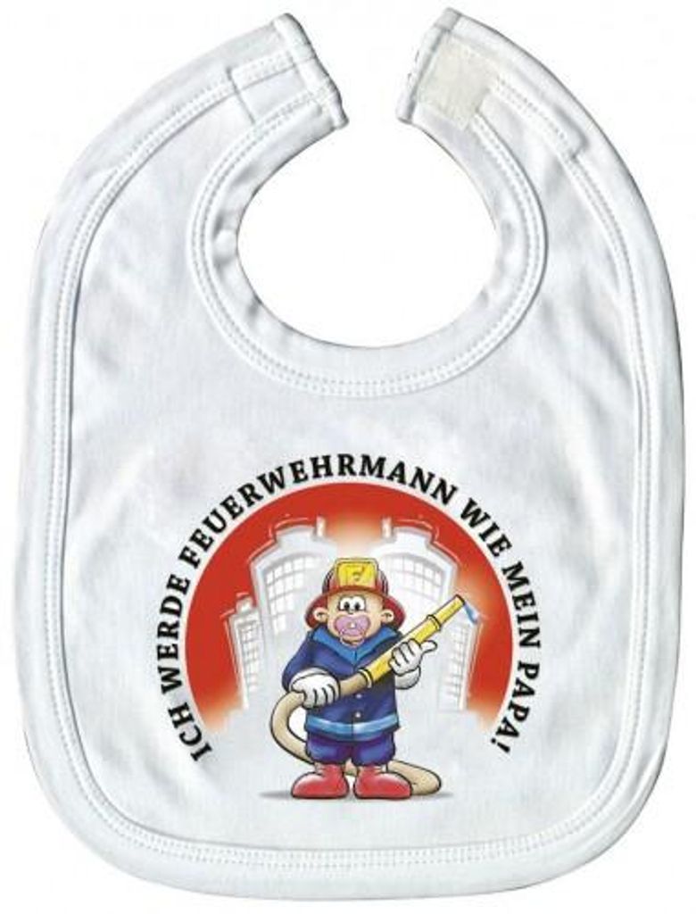 Baby- Lätzchen mit Druckmotiv - Feuerwehr- wie Papa - 08428 - weiss