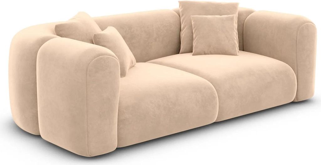 Samtstoff 2-Sitzer Couch Belio Beige