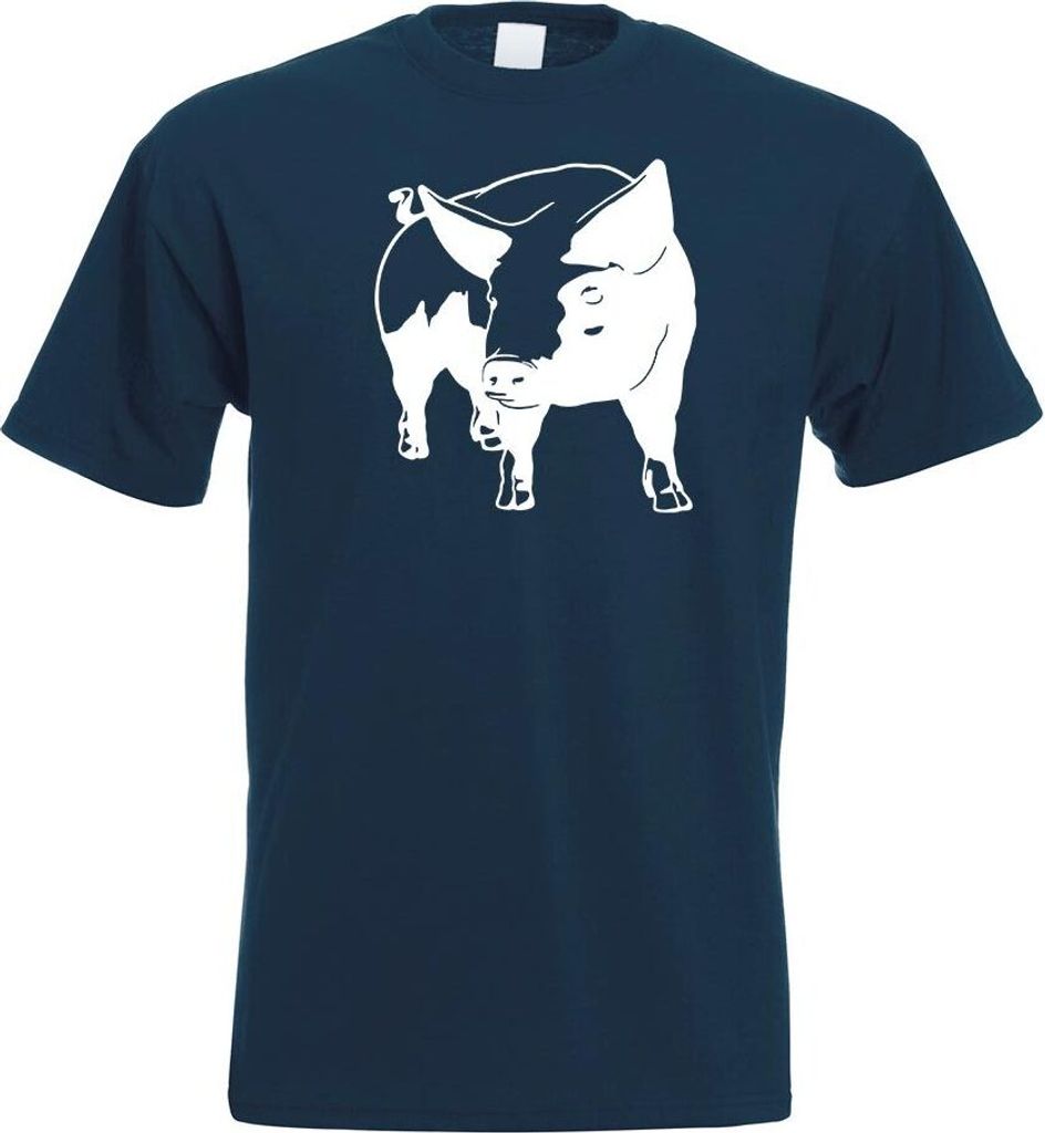 Kiwistar - T-Shirt - Navy - Schwein Motiv 4 - Sau - Baby Herren Funshirt Bedruckt Design Sprüche Spruch Motive - mit Motiv Bedruckt - Funshirt Des...