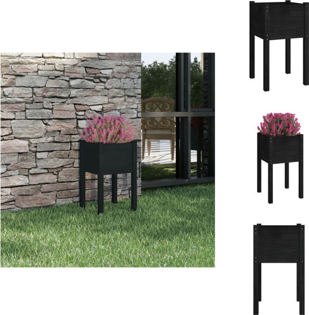 vidaXL Pflanzkübel Schwarz 40x40x70 cm Massivholz Kiefer - Blumentöpfe & Pflanzgefäße