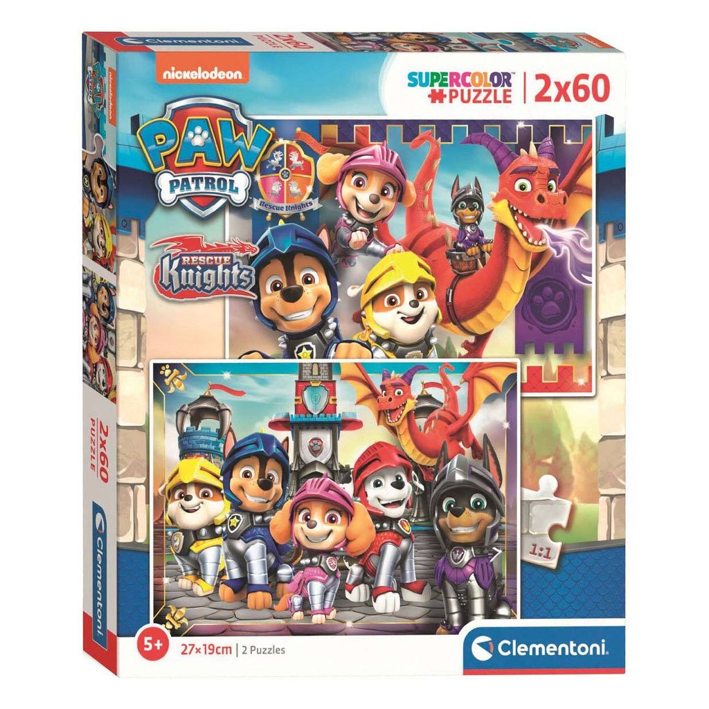 Clementoni Paw Patrol Rescue Knights Puzzle 2x 60 Teile Super Color ab 5 Jahren