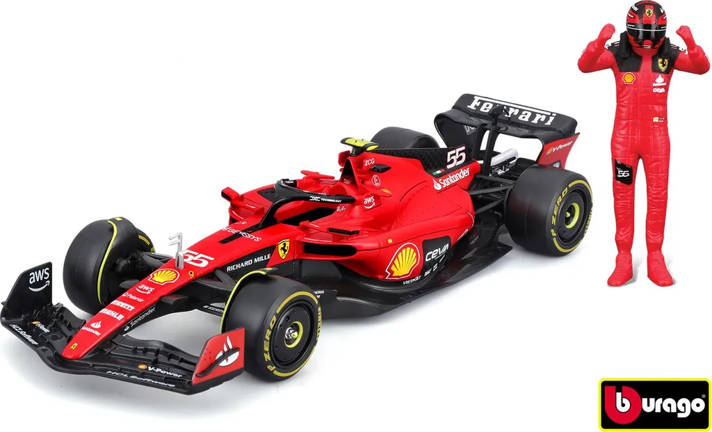 Ferrari SF-23 Bburago 1:24 Carlos Sainz n°55 - F1 2023 avec figurine