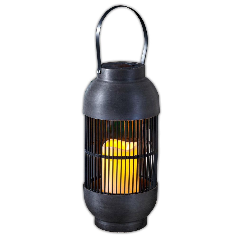 LED Solar Laterne mit flackernder LED Kerze Solarlaterne Produktbild 