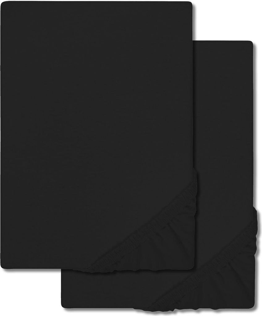Doppelpack CloudComfort Basic Spannbettlaken Jersey-Stretch schwarz 180 x 190 - 200 x 200 cm (2 Stück)