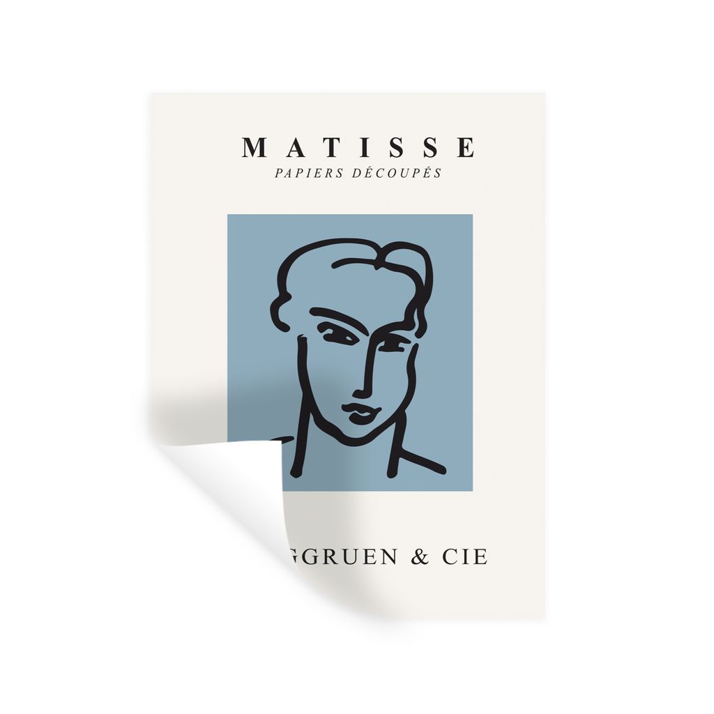 MuchoWow Wandtattoo Wandsticker Wandaufkleber Porträt - Mann - Blau - Kunst - Henri Matisse 30x40 cm Selbstklebend und Repositionierbar - Sticke...
