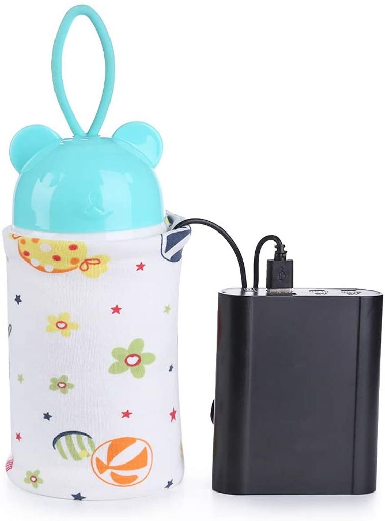 Elektrischer USB Babykostwärmer Flaschenwärmer für Babyflaschen mit Tasche Grau 