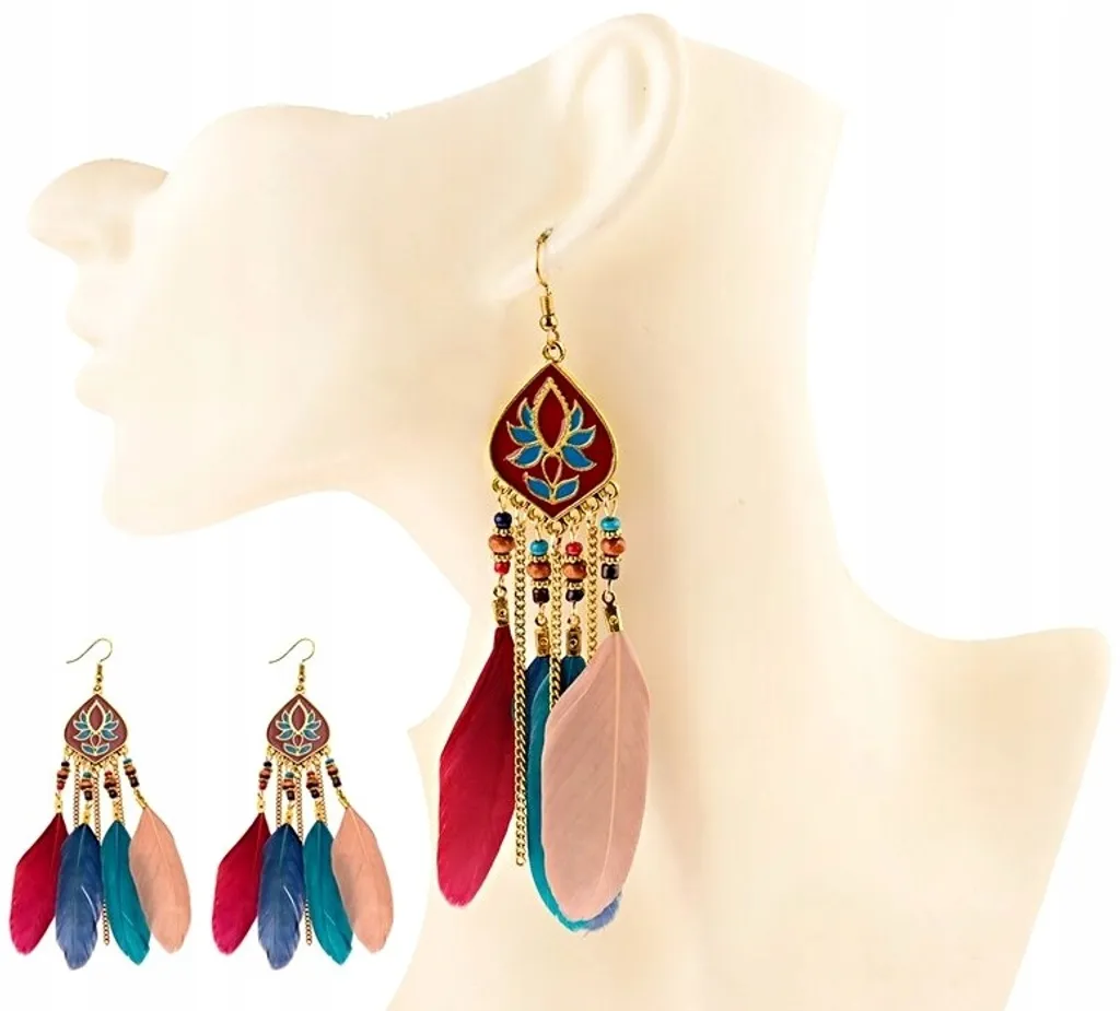 Yolev 4 Paia di Orecchini Bohémien Vintage con Strass Orecchini Pendenti Boho Set di Accessori per Gioielli per Ragazze da Donna