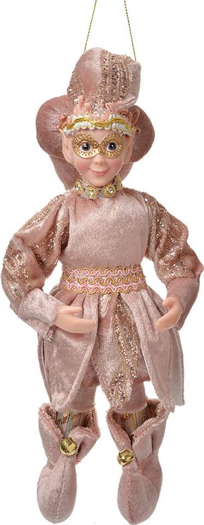 Clayre & Eef Deko-Anhänger Elf 10x8x28 cm Rosa Textil