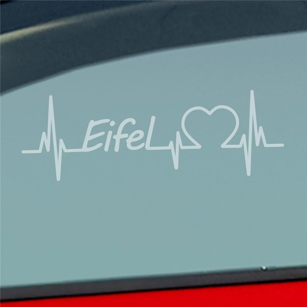 Auto Aufkleber Eifel Puls Herzschlag mit Ferien Region Motiv 19x6 cm Milchglas Sticker Heckscheibenaufkleber
