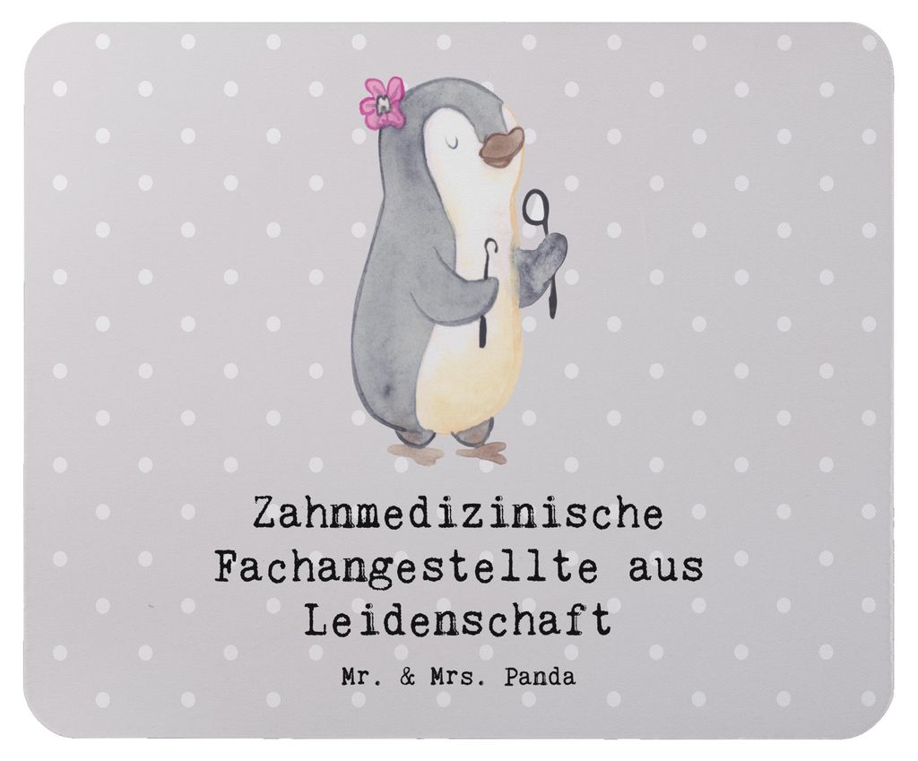 Mr. & Mrs. Panda Mauspad Zahnmedizinische Fachangestellte Leidenschaft - Grau Pastell - Geschenk, mousematte, Mousepad, pc, Mouse Pad