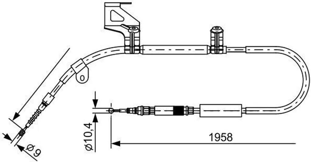 Câble de frein à main pour réparation Audi A6 4B Bosch 4B0 609 721 AC
