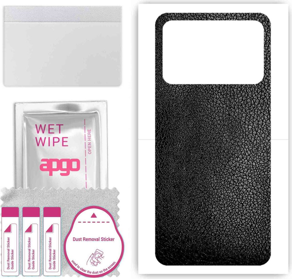 apgo Rückseite Schutzfolie, Skin, kompatibel mit Poco X5 5G, Hinten Displayschutzfolie aus Vinylfolie, kratzfest, einfache Montage - Schwarzes Leder