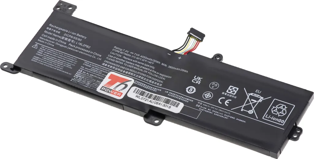 Batteria T6 Power per Lenovo IdeaPad 130-14AST 81H4, Li-Poly, 7,4 V, 4050 mAh (30 Wh), nero