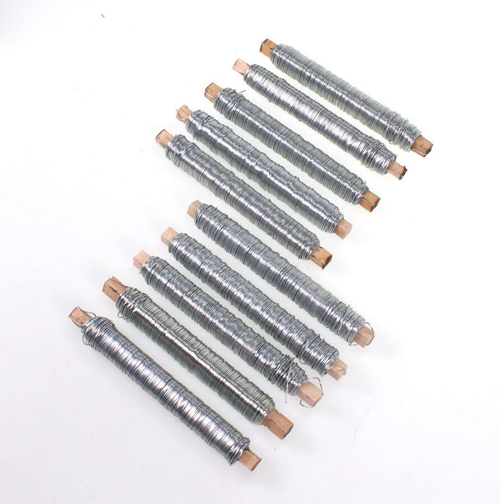 10 Rollen Wickeldraht verzinkt silber Blumendraht Produktbild 