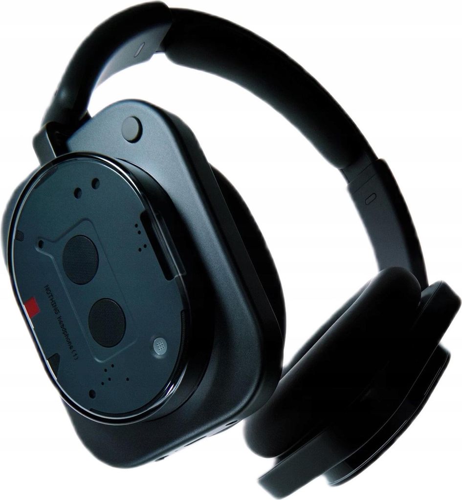A black pair of headphones is shown against a white background.
