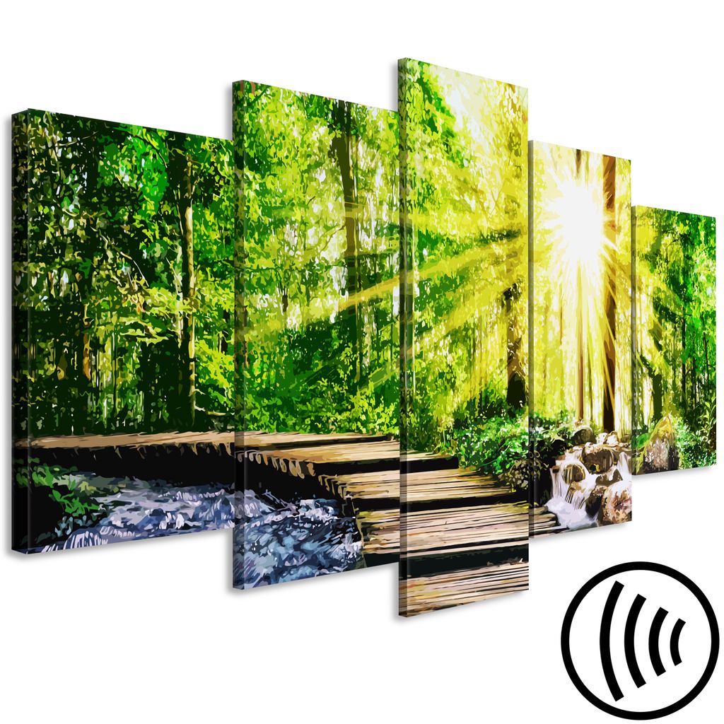Akustikbild Wald 200x100 cm Bilder Akustikschaum Hochleistungsschallabsorber Schallschutz Leinwand 5 tlg Wandbild Raumakustik Schalldämmung Natur ...