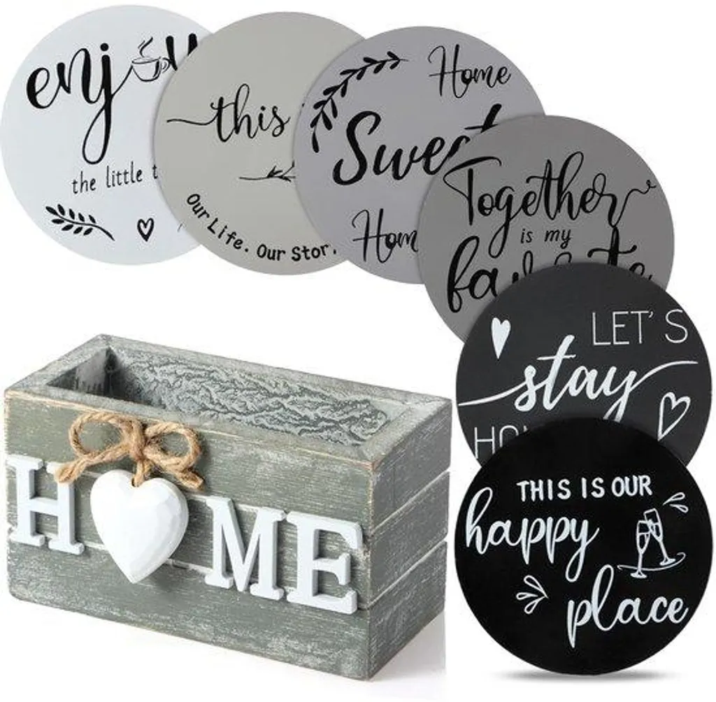 Protection table salon : dessous de verre bois cœur gris anti-taches