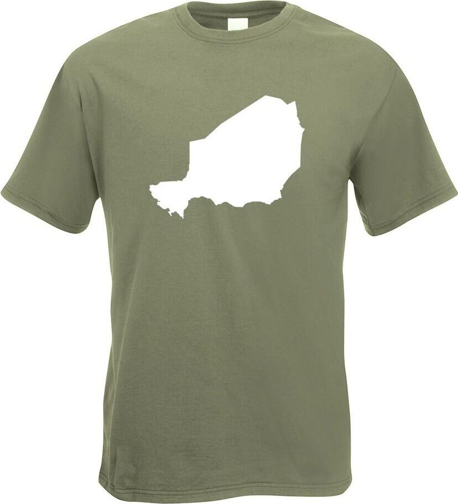 Kiwistar - T-Shirt - Olive - Niger Umriss Kontur Herren Funshirt Bedruckt Design Sprüche Spruch Motive - mit Motiv Bedruckt - Funshirt Design - Sp...