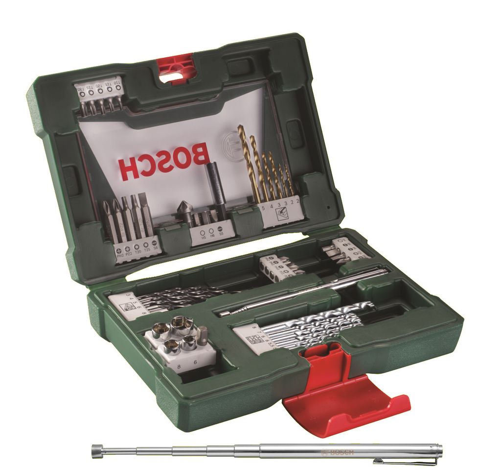 Bosch V-Line TiN-Bohrer- und Bit-Set, 48-teilig, mit Magnetstab und Kegelsenker